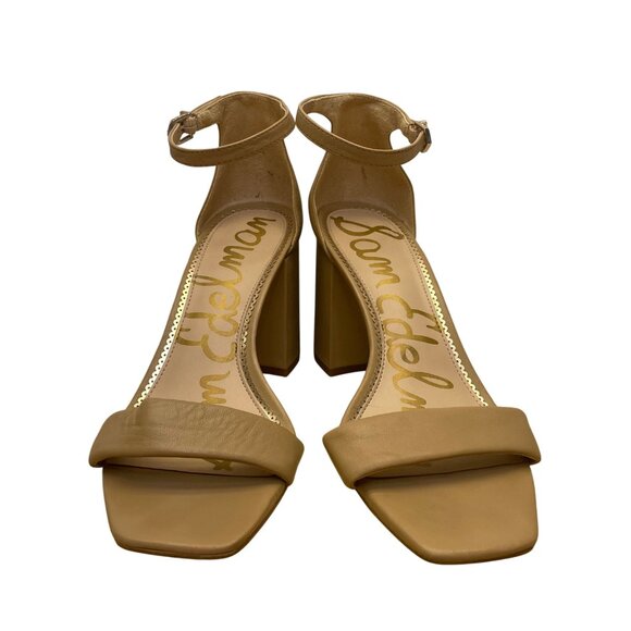 Sam Edelman Women’s Beige Leather Block Heel Ankle Buckle Strap Sandals Size 10 - Picture 2 of 10